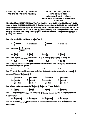 Đề thi thử THPT Quốc gia môn Toán (Trắc nghiệm) - Mã đề 205 - Năm học 2018-2019 - Trường THPT Hoàng Văn Thụ (Có đáp án)